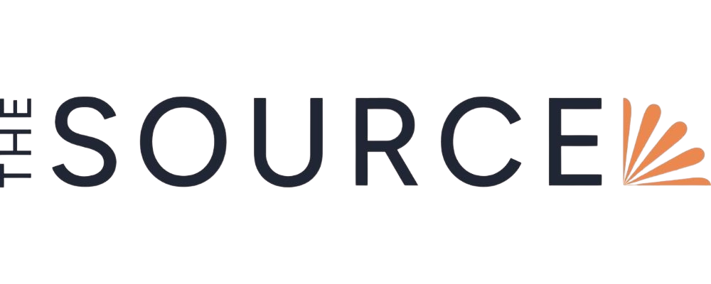 Logo featuring the word SOURCE with an orange sunburst symbol