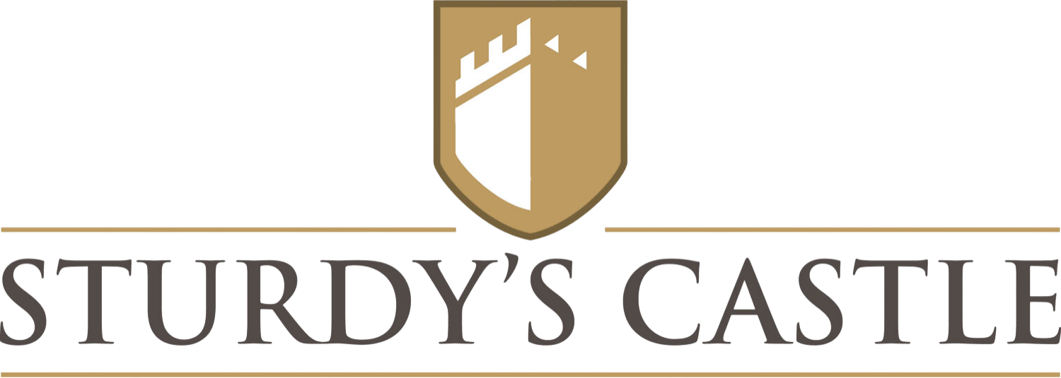 Sturdy’s Castle logo with a shield emblem above the name
