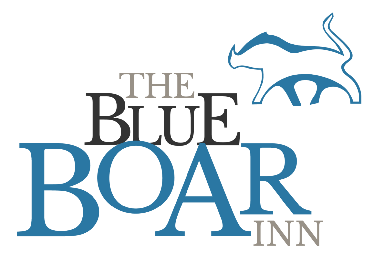 The Blue Boar Inn logo with a stylized blue boar above the name