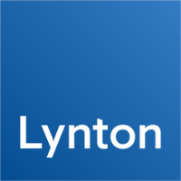 Lynton logo in white on a blue background